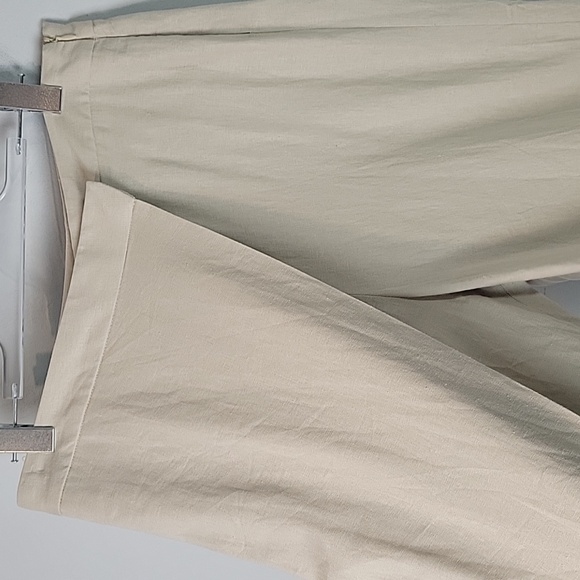 ZARA Pareo Linen Blend cream pants size Large 2416/939/46 - Picture 3 of 9